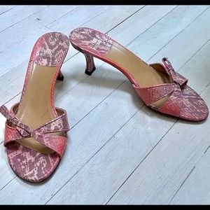 Stuart Weitzman Snakeskin Kitten Heel Slides 6.5